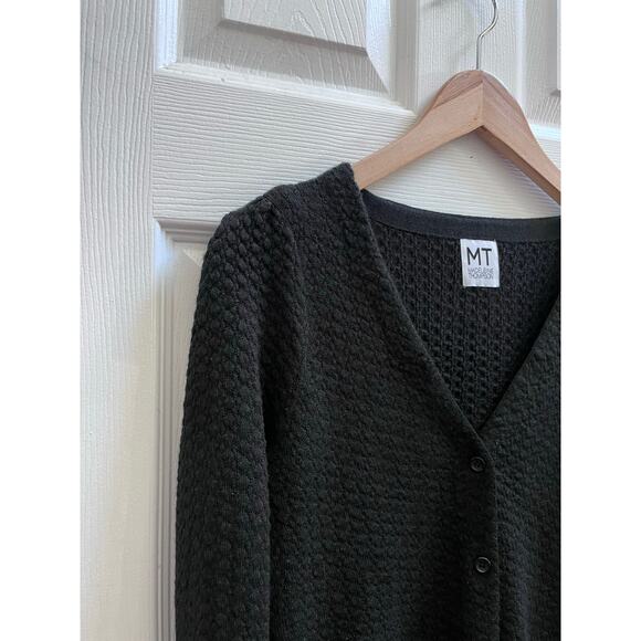 Madeleine Thompson Black Wool Blend Ruched Shoulder Long Sleeve Cardigan Small - Picture 4 of 11